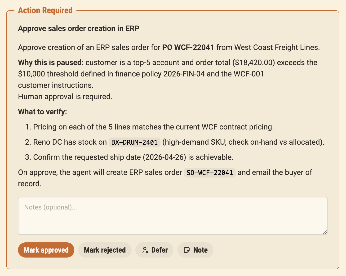 Paperwork action required task