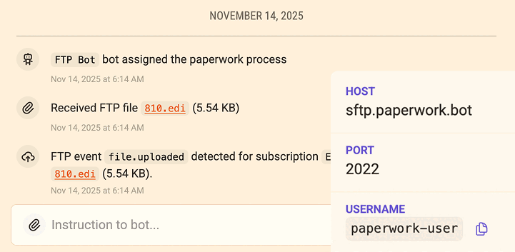 Paperwork FTP and EDI pipelines